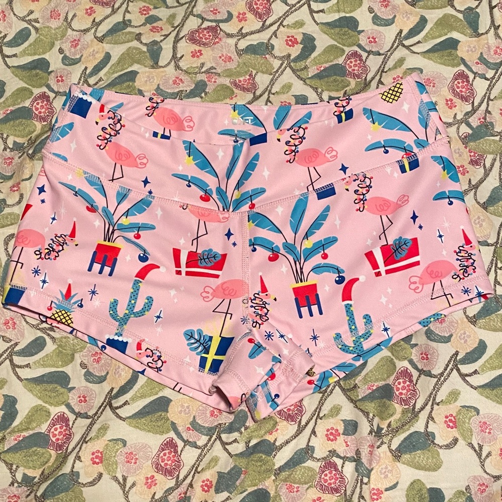 Playful Flamingo and Cactus Print Shorts
